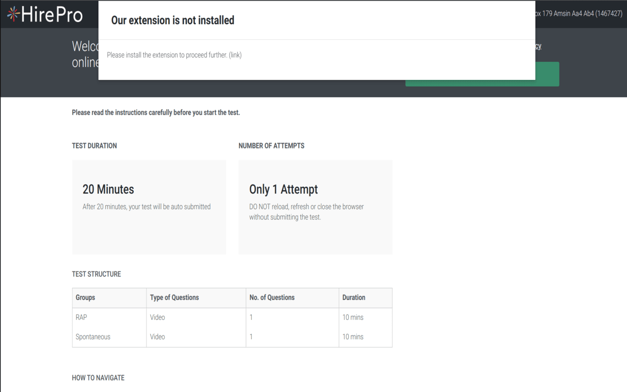HirePro Assessment chrome谷歌浏览器插件_扩展第1张截图