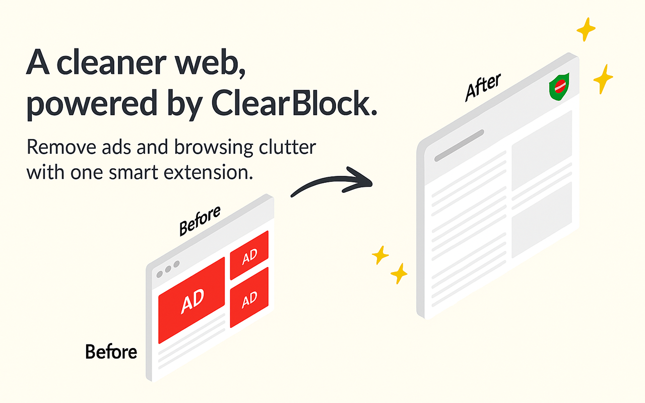 ClearBlock — Complete ad blocking for the whole internet chrome谷歌浏览器插件_扩展第2张截图