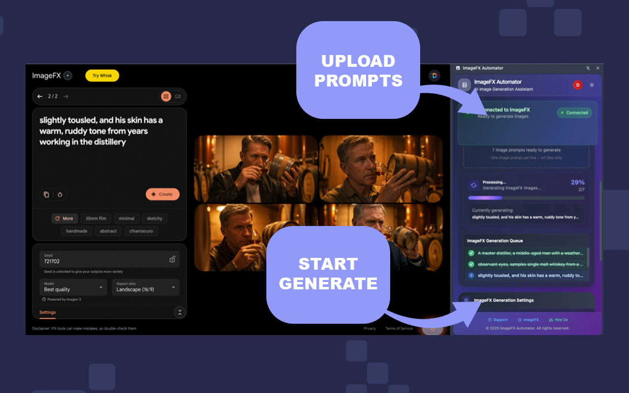 ImageFX Automator: Bulk AI Image Generation Tool chrome谷歌浏览器插件_扩展第3张截图