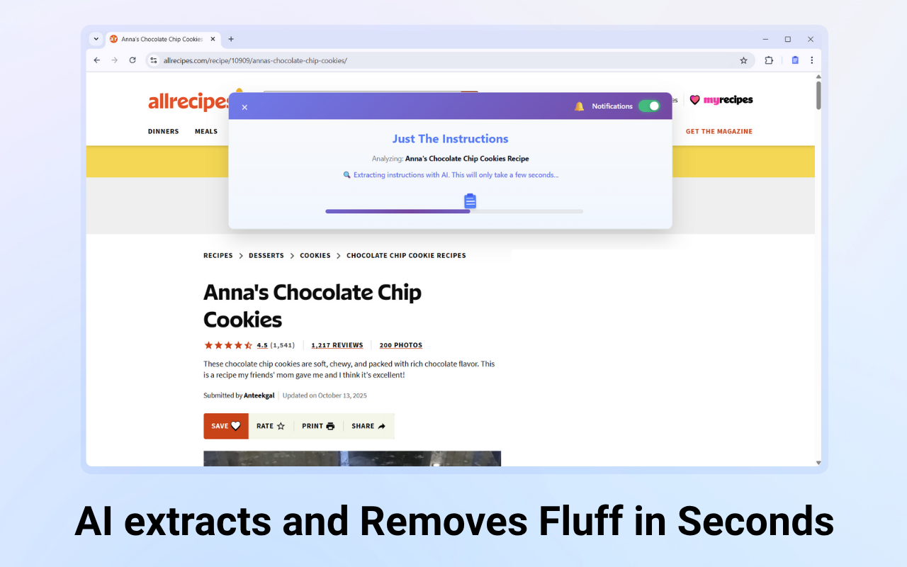 Just The Instructions — Extract Recipes & Tutorials Instantly chrome谷歌浏览器插件_扩展第2张截图