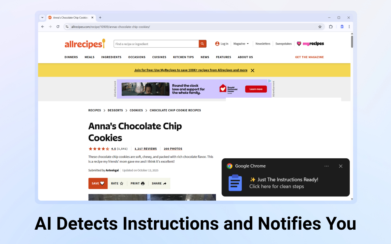 Just The Instructions — Extract Recipes & Tutorials Instantly chrome谷歌浏览器插件_扩展第3张截图