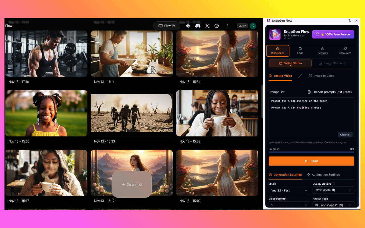 SnapGen Flow - Veo Bulk Video & Image chrome谷歌浏览器插件_扩展第4张截图