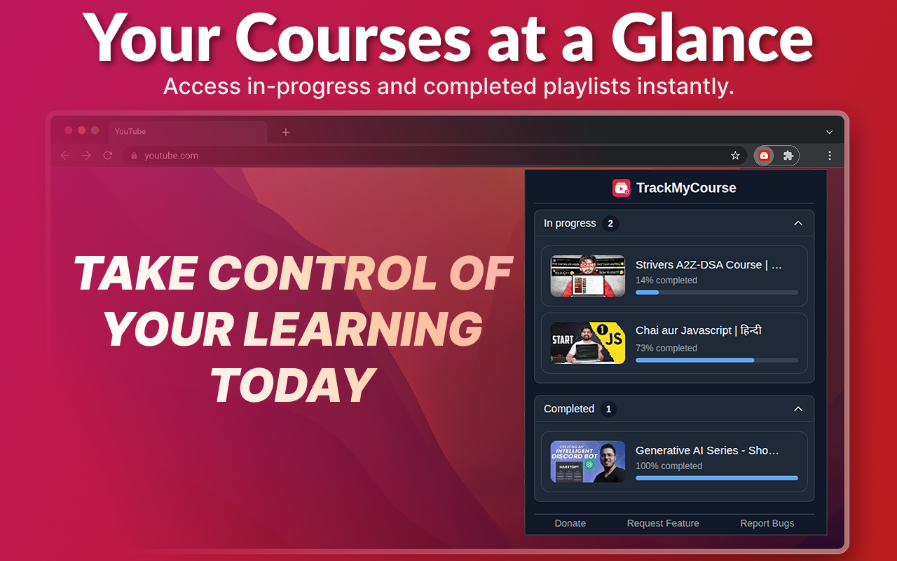 TrackMyCourse: YouTube Playlist Progress Tracker chrome谷歌浏览器插件_扩展第3张截图