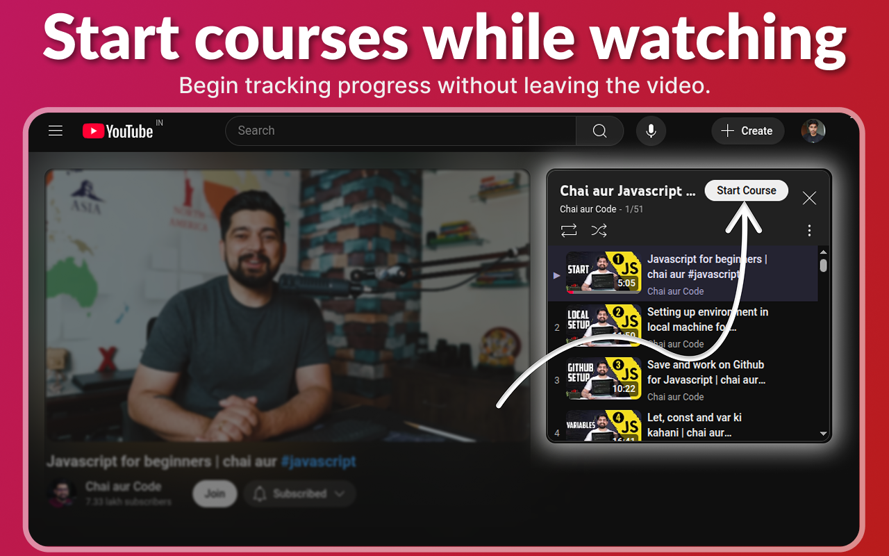 TrackMyCourse: YouTube Playlist Progress Tracker chrome谷歌浏览器插件_扩展第4张截图