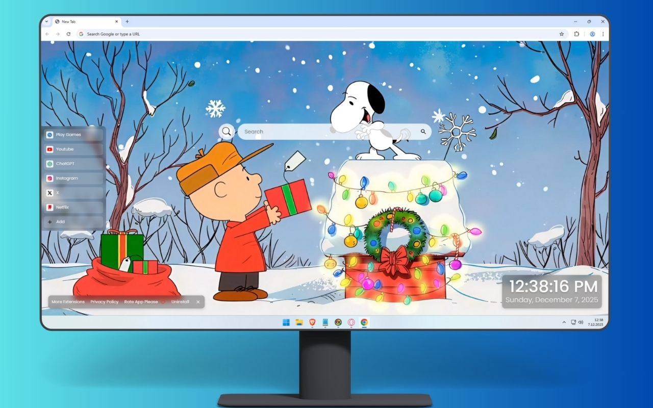 Snoopy Christmas Gift Charlie Brown Live Wallpaper chrome谷歌浏览器插件_扩展第3张截图