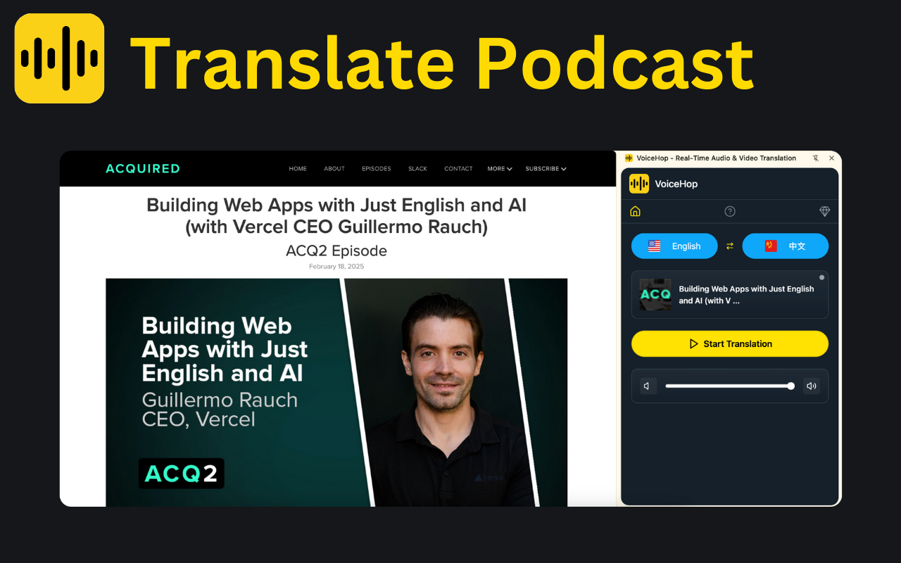 VoiceHop - Real-Time Audio & Video Translation chrome谷歌浏览器插件_扩展第4张截图