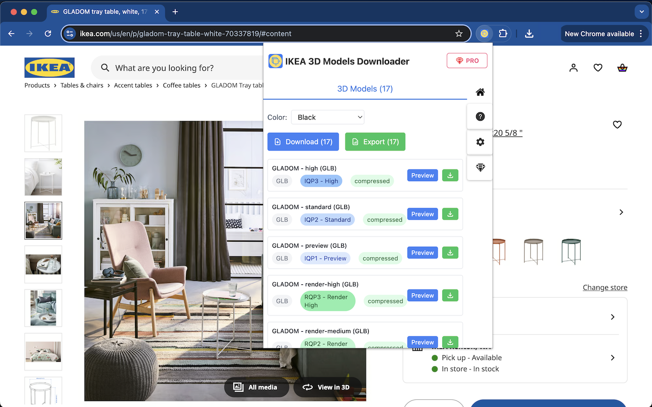 IKEA 3D模型下载器 - 下载GLB/GLTF 3D模型 chrome谷歌浏览器插件_扩展第4张截图