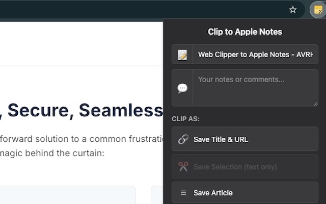 Web Clipper to Apple Notes chrome谷歌浏览器插件_扩展第1张截图