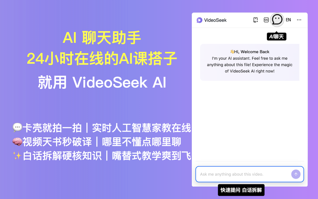 VideoSeek - AI Youtube/B站/TikTok视频,总结与转录工具 chrome谷歌浏览器插件_扩展第4张截图