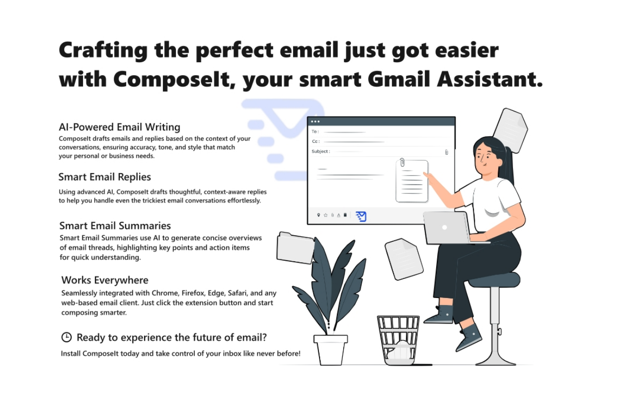 ComposeIt- AI Email Writer(Gmail Assistant) chrome谷歌浏览器插件_扩展第2张截图