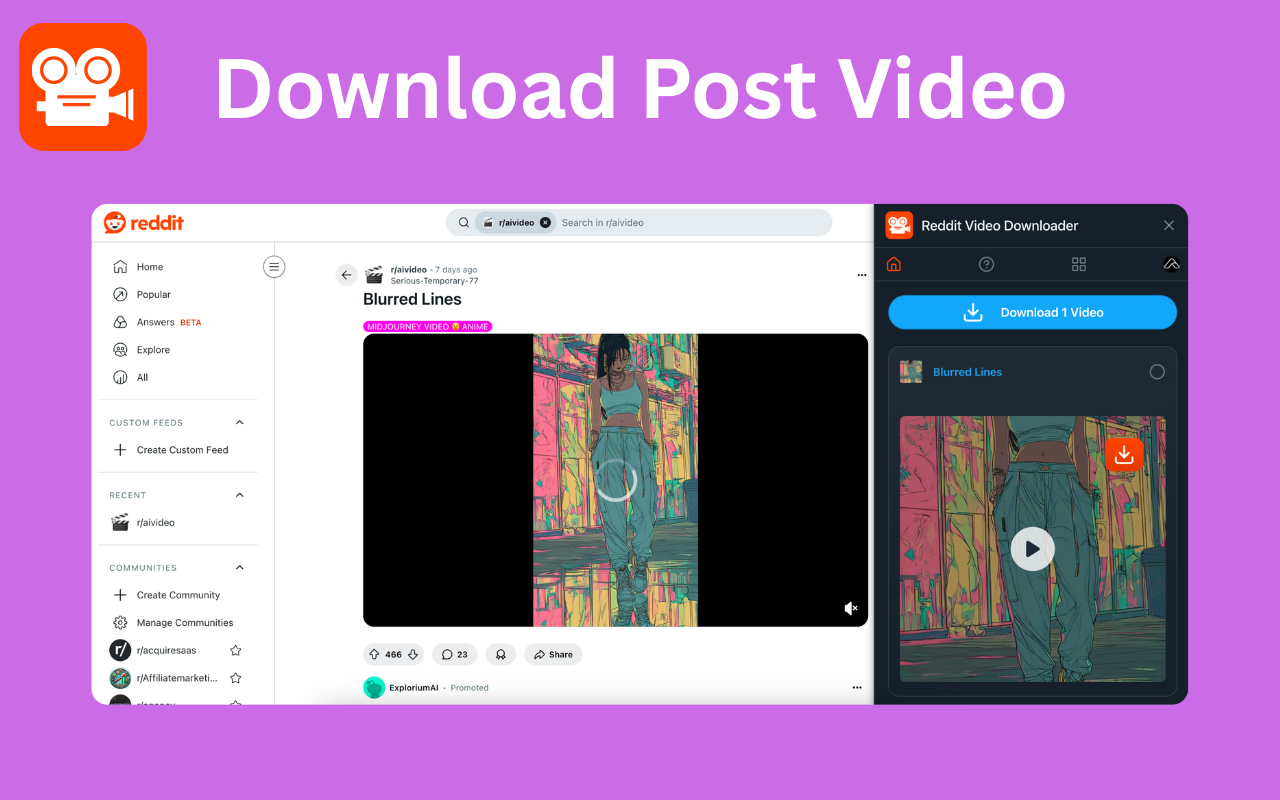 Reddit Video Downloader - Download from Posts, Profiles & Subreddits chrome谷歌浏览器插件_扩展第2张截图