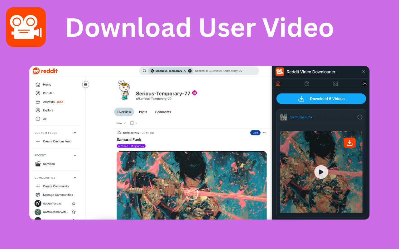 Reddit Video Downloader - Download from Posts, Profiles & Subreddits chrome谷歌浏览器插件_扩展第3张截图