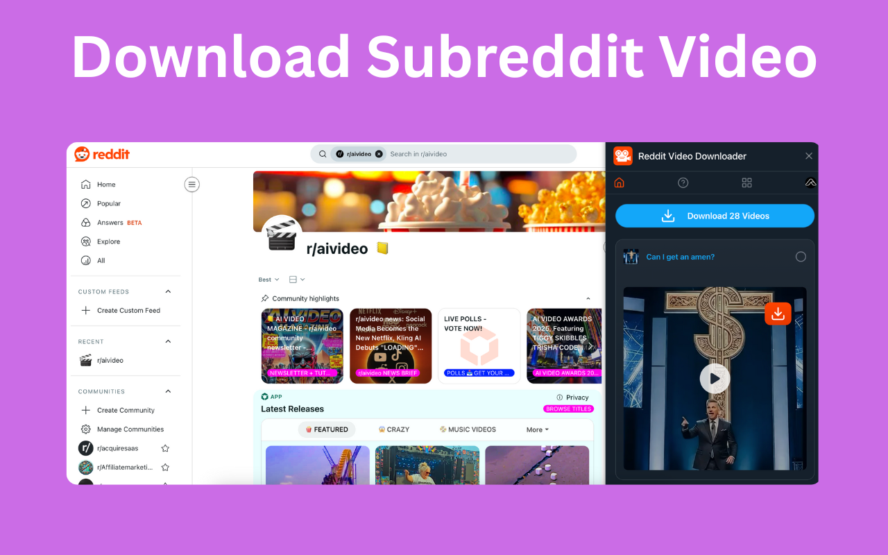 Reddit Video Downloader - Download from Posts, Profiles & Subreddits chrome谷歌浏览器插件_扩展第4张截图