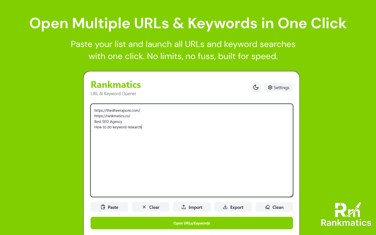 Bulk URL & Keyword Opener - Rankmatics chrome谷歌浏览器插件_扩展第2张截图