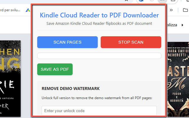 Kindle Cloud Reader to PDF Downloader chrome谷歌浏览器插件_扩展第2张截图