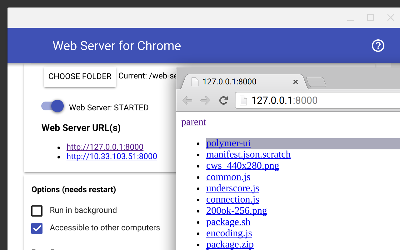 Web Server for Chrome chrome谷歌浏览器插件_扩展第2张截图