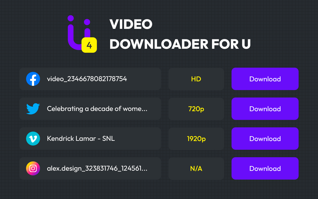 Video Downloader for U chrome谷歌浏览器插件_扩展第3张截图