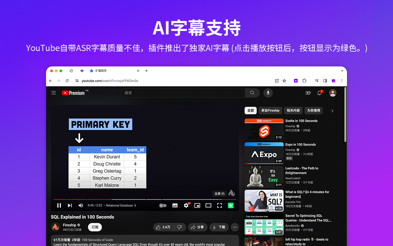 YouTube中文配音 – AI字幕翻译与配音 | Translate & Dub chrome谷歌浏览器插件_扩展第1张截图
