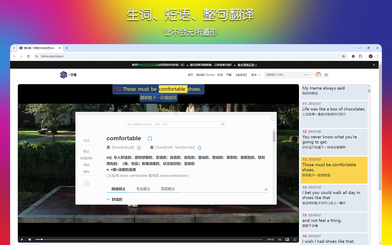 一字幕 - 视频双语字幕插件 | 免费 chrome谷歌浏览器插件_扩展第1张截图