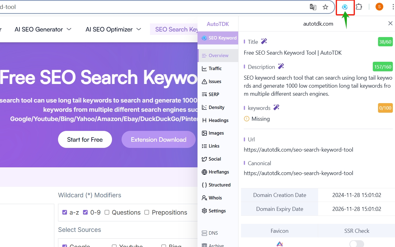 AutoTDK - SEO Search Keyword Tool chrome谷歌浏览器插件_扩展第1张截图
