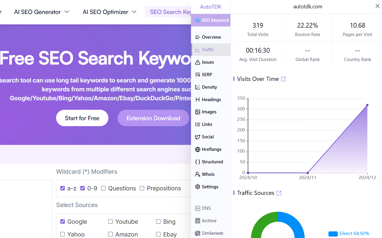 AutoTDK - SEO Search Keyword Tool chrome谷歌浏览器插件_扩展第3张截图
