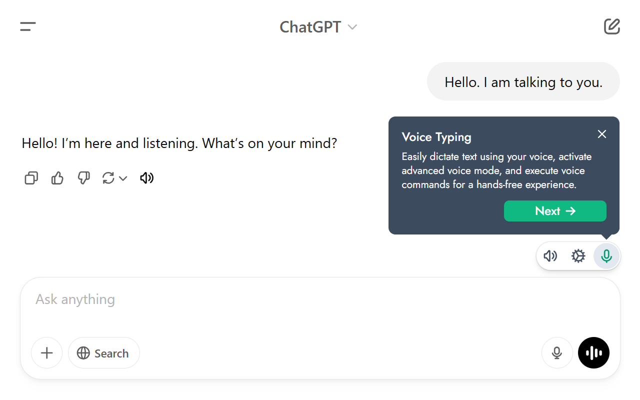 VoiceWave：ChatGPT、DeepSeek、Gemini 等的语音模式 chrome谷歌浏览器插件_扩展第3张截图