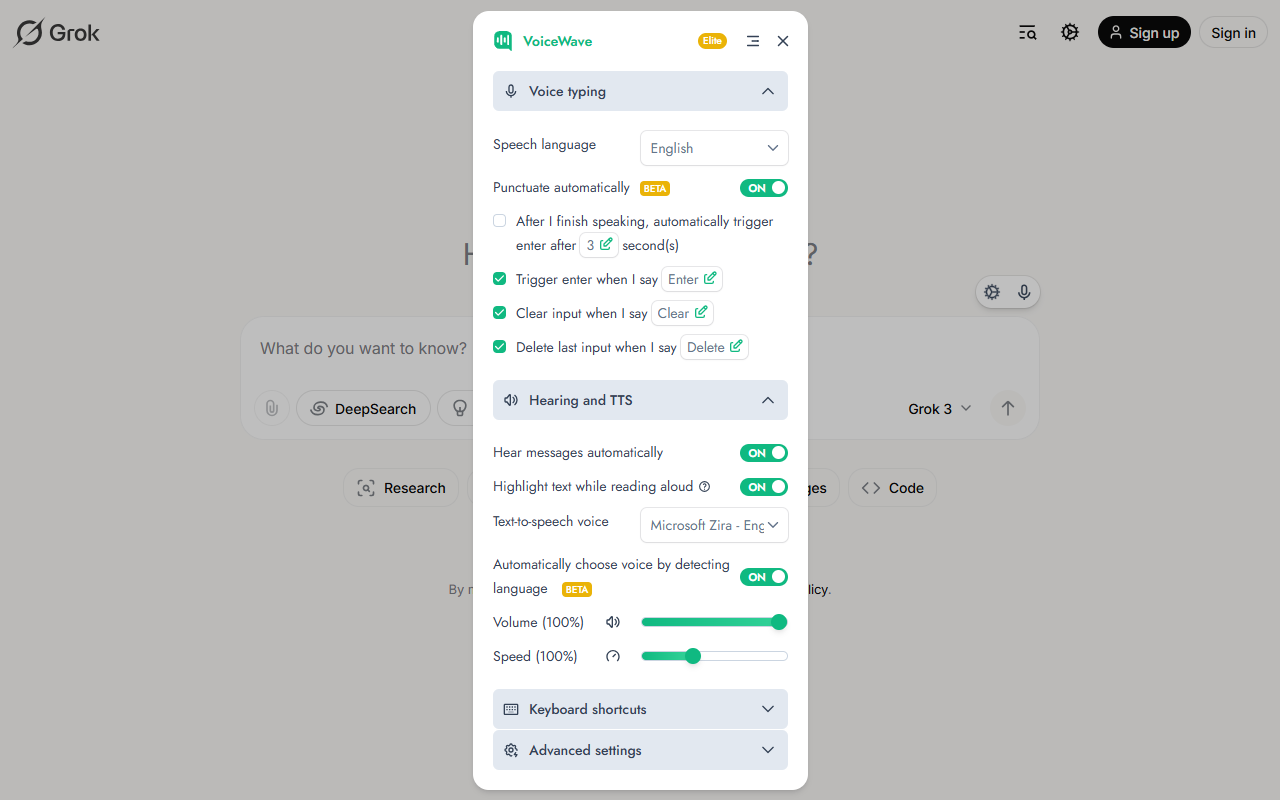 VoiceWave：ChatGPT、DeepSeek、Gemini 等的语音模式 chrome谷歌浏览器插件_扩展第4张截图
