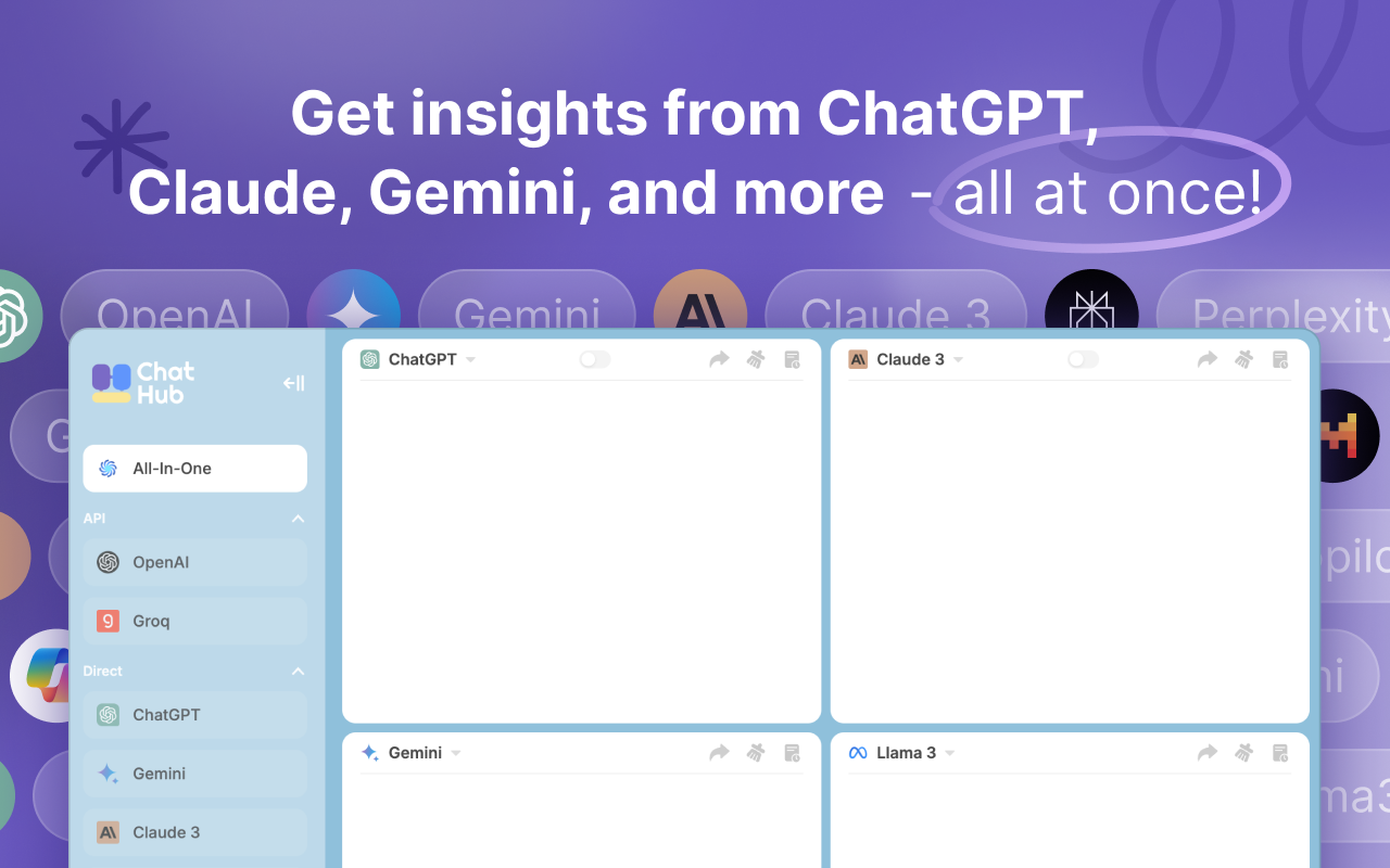 ChatHub - ChatGPT, Gemini, Claude同时用 chrome谷歌浏览器插件_扩展第3张截图