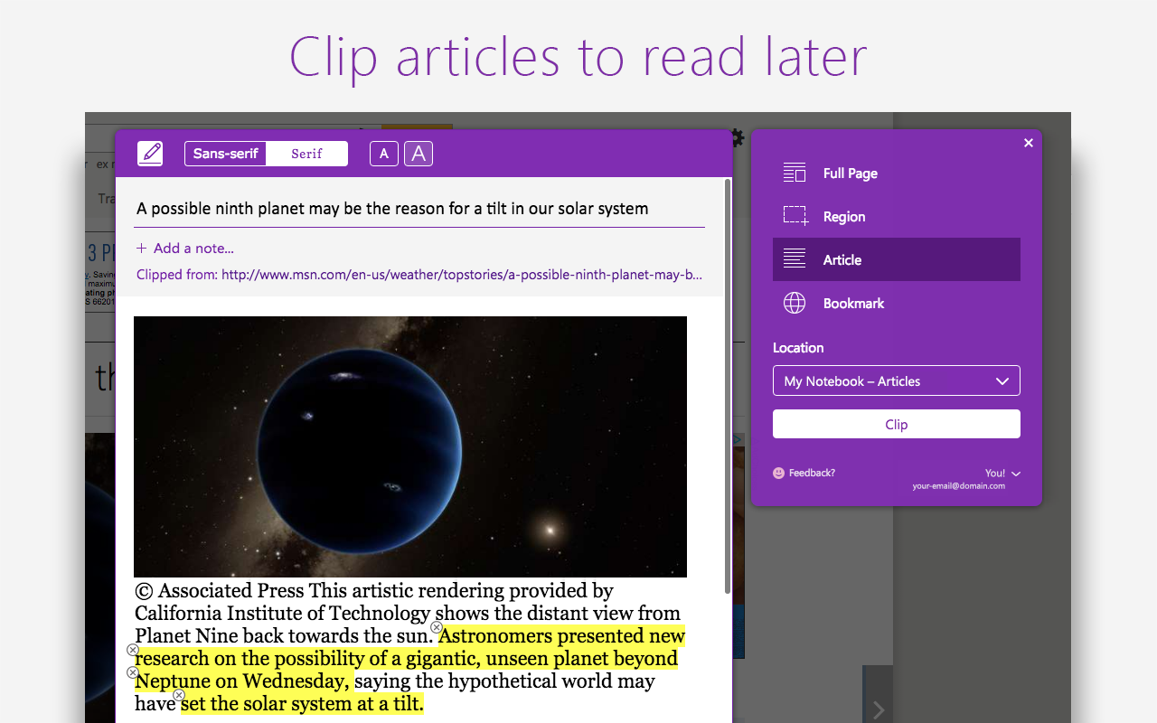 OneNote Web Clipper chrome谷歌浏览器插件_扩展第2张截图