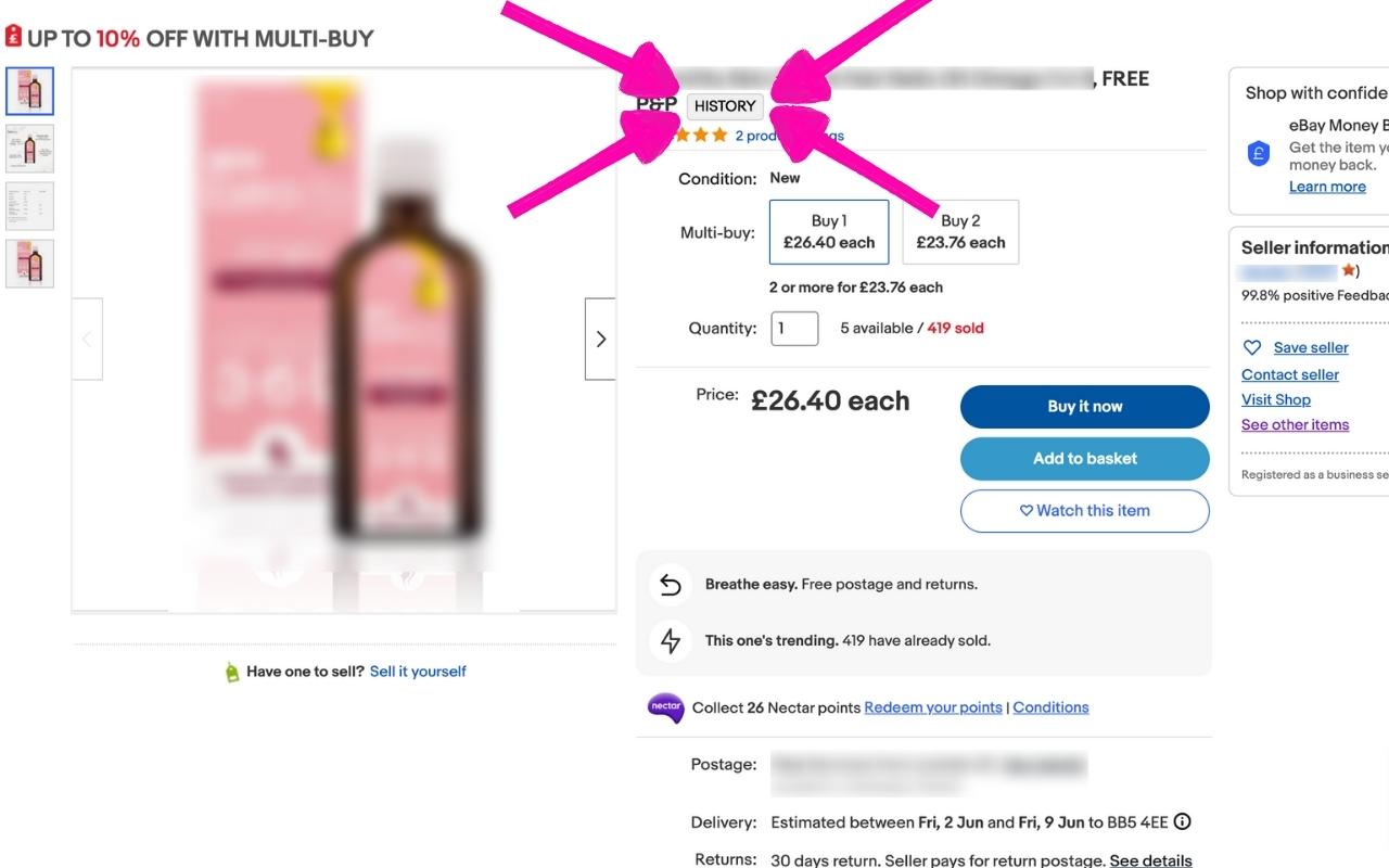 eBay Sold History Button - See Item Purchase History chrome谷歌浏览器插件_扩展第1张截图