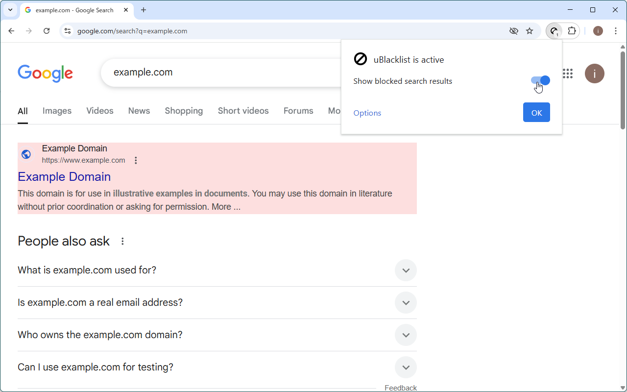 uBlacklist chrome谷歌浏览器插件_扩展第3张截图