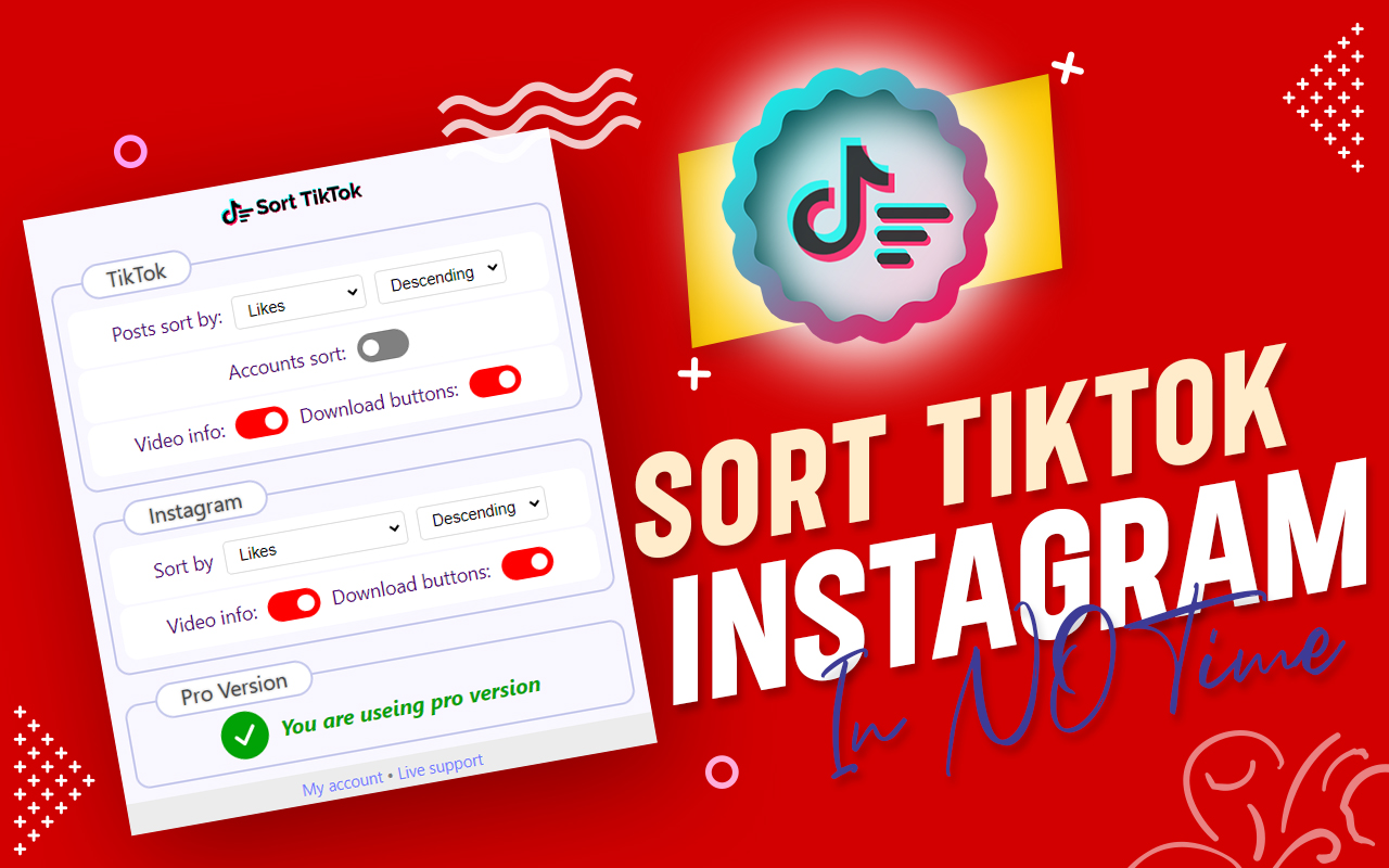Sort TikTok & Instagram chrome谷歌浏览器插件_扩展第1张截图