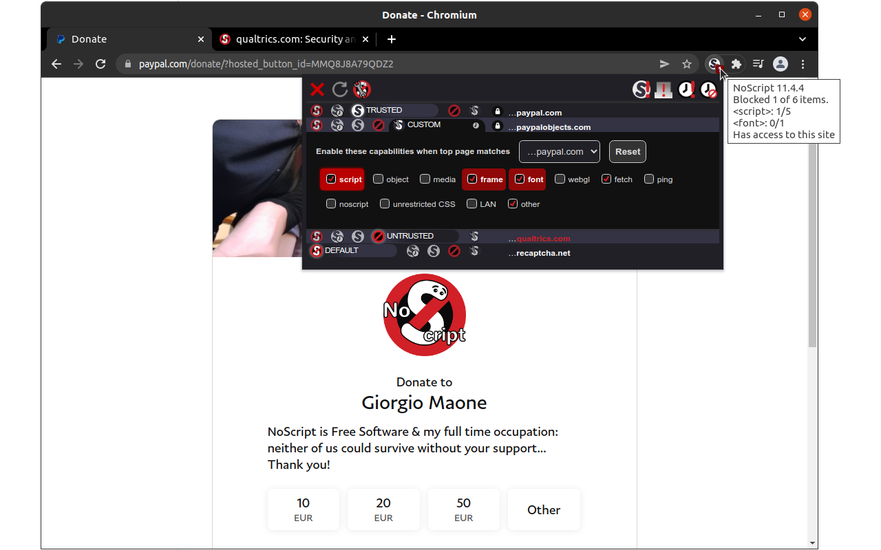 NoScript chrome谷歌浏览器插件_扩展第2张截图