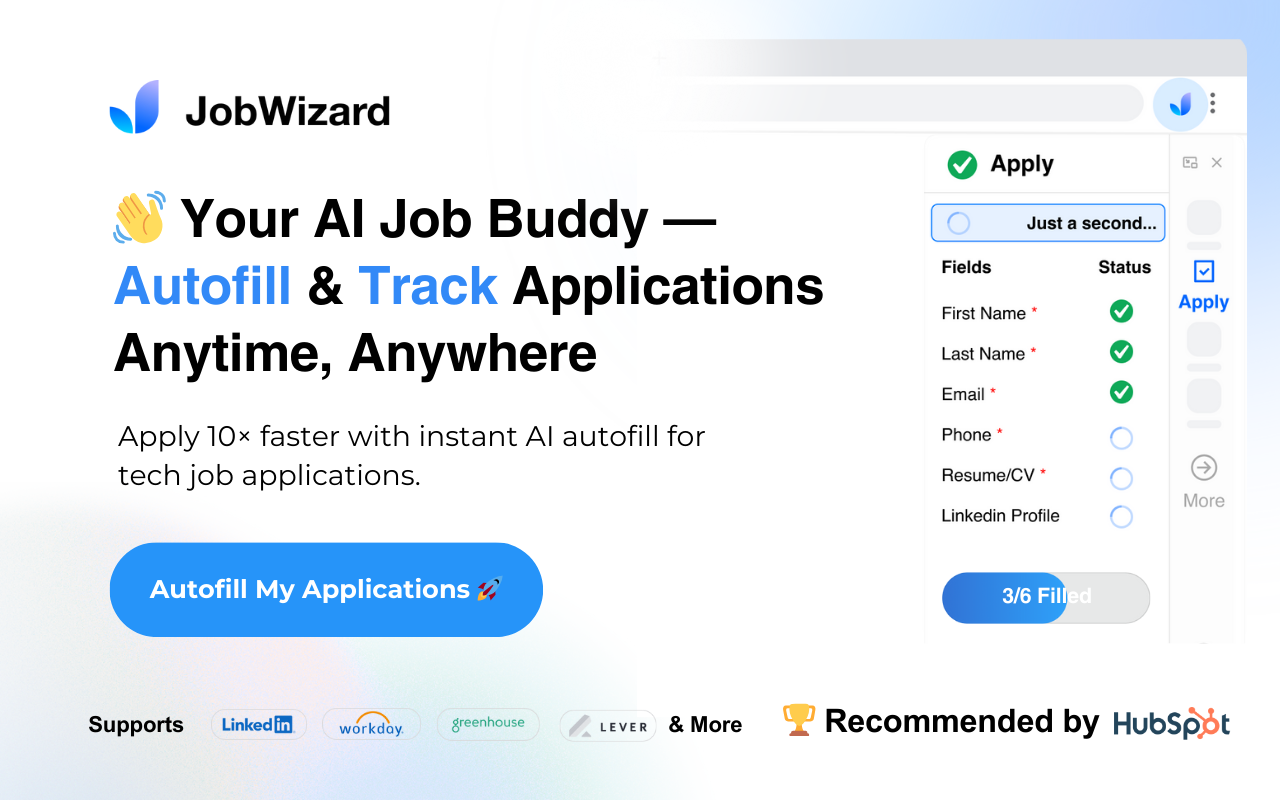 JobWizard: AI Autofill Job Applications & LinkedIn Referrals chrome谷歌浏览器插件_扩展第2张截图