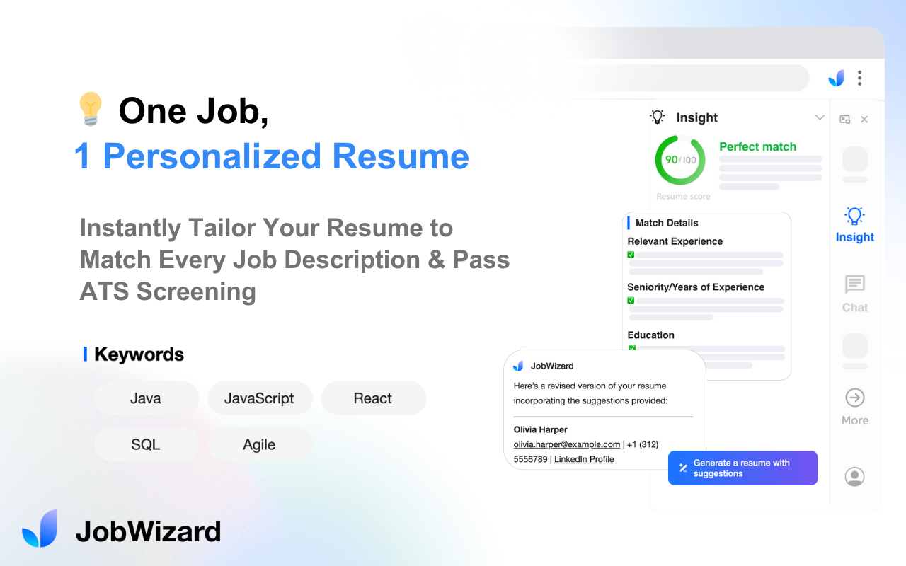 JobWizard: AI Autofill Job Applications & LinkedIn Referrals chrome谷歌浏览器插件_扩展第4张截图