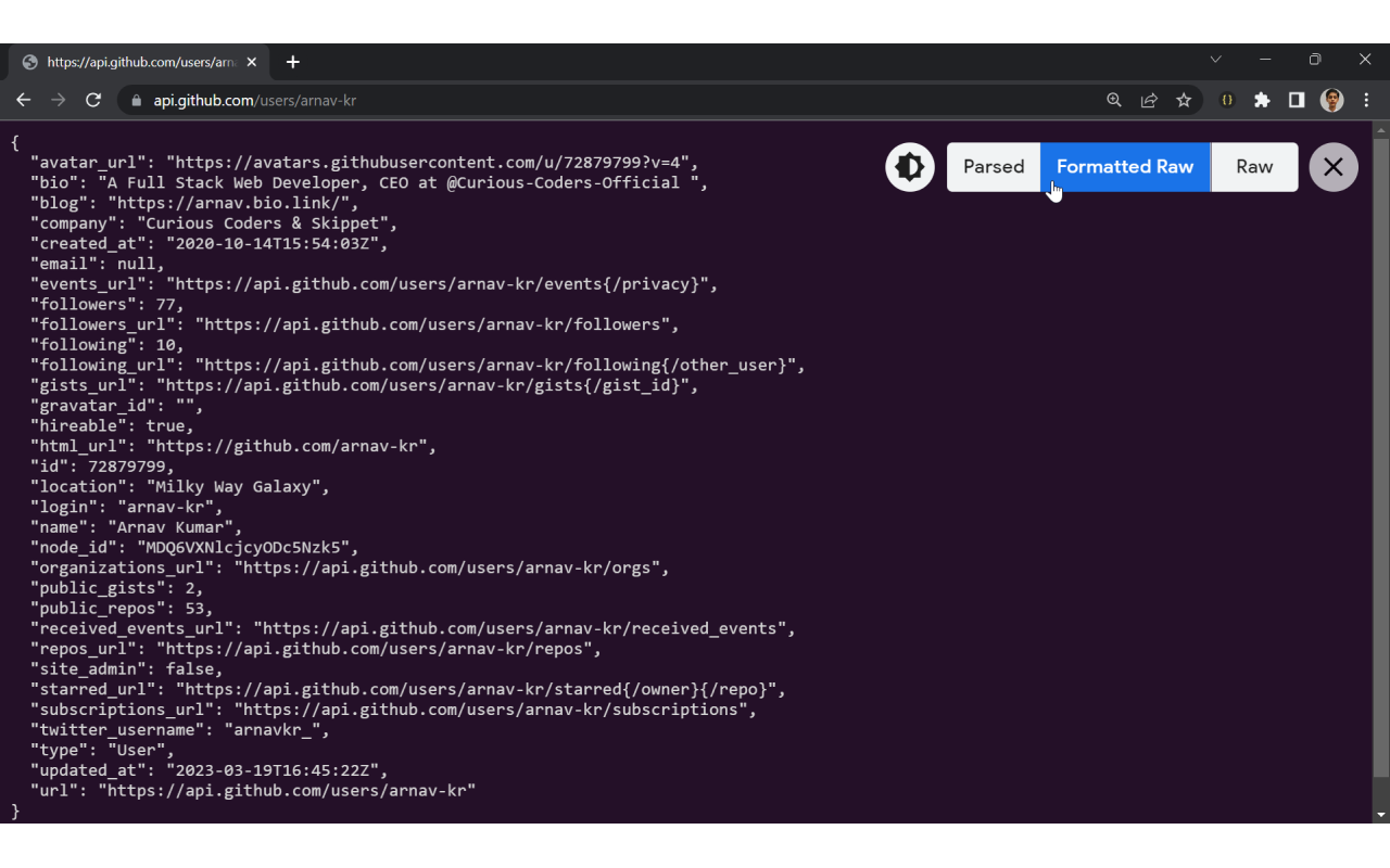 JSON Formatter chrome谷歌浏览器插件_扩展第3张截图