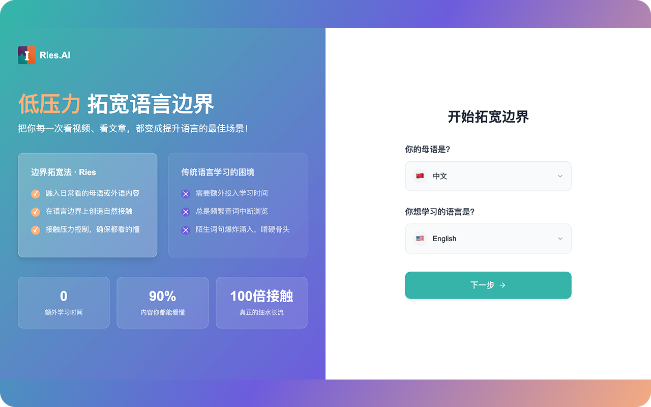 Ries - Learn language naturally in a native environment chrome谷歌浏览器插件_扩展第5张截图