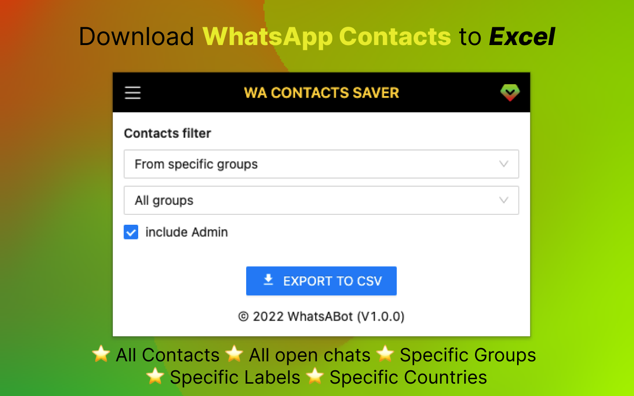 WAContactSaver - 导出 WhatsApp 联系人工具 chrome谷歌浏览器插件_扩展第2张截图