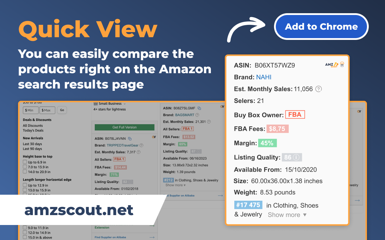 Amazon Quick View by AMZScout chrome谷歌浏览器插件_扩展第1张截图