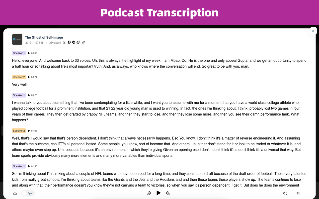 播客：一个播客播放器，下载器，文字转写工具 chrome谷歌浏览器插件_扩展第3张截图