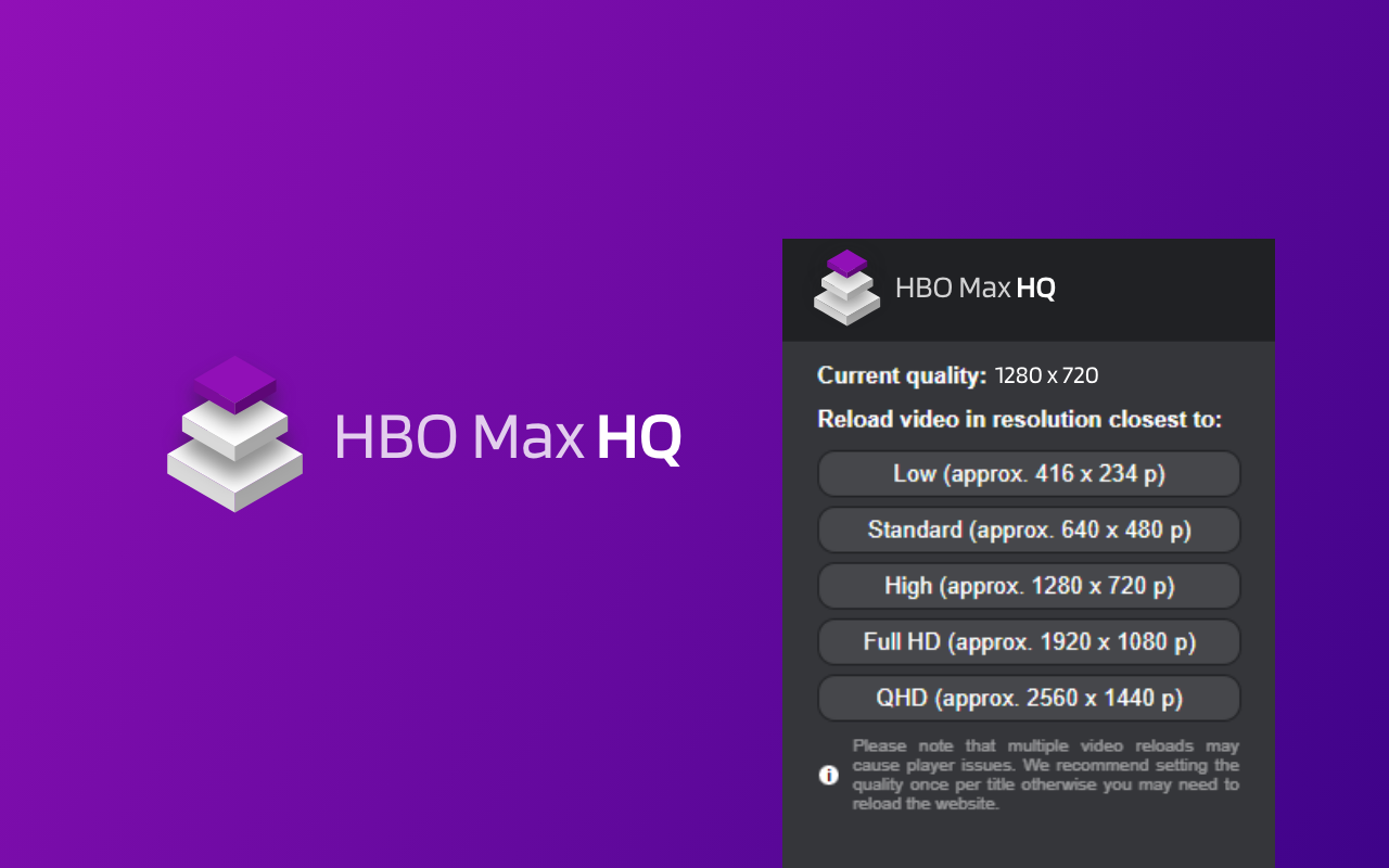 HBO Max HQ: change video quality [QVI] chrome谷歌浏览器插件_扩展第1张截图