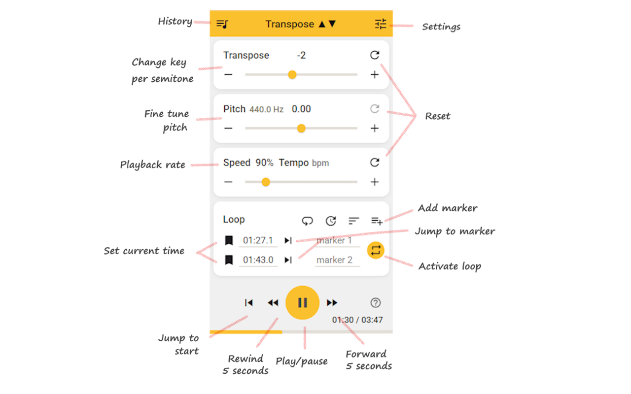 Transpose ▲▼ pitch ▹ speed ▹ loop chrome谷歌浏览器插件_扩展第2张截图