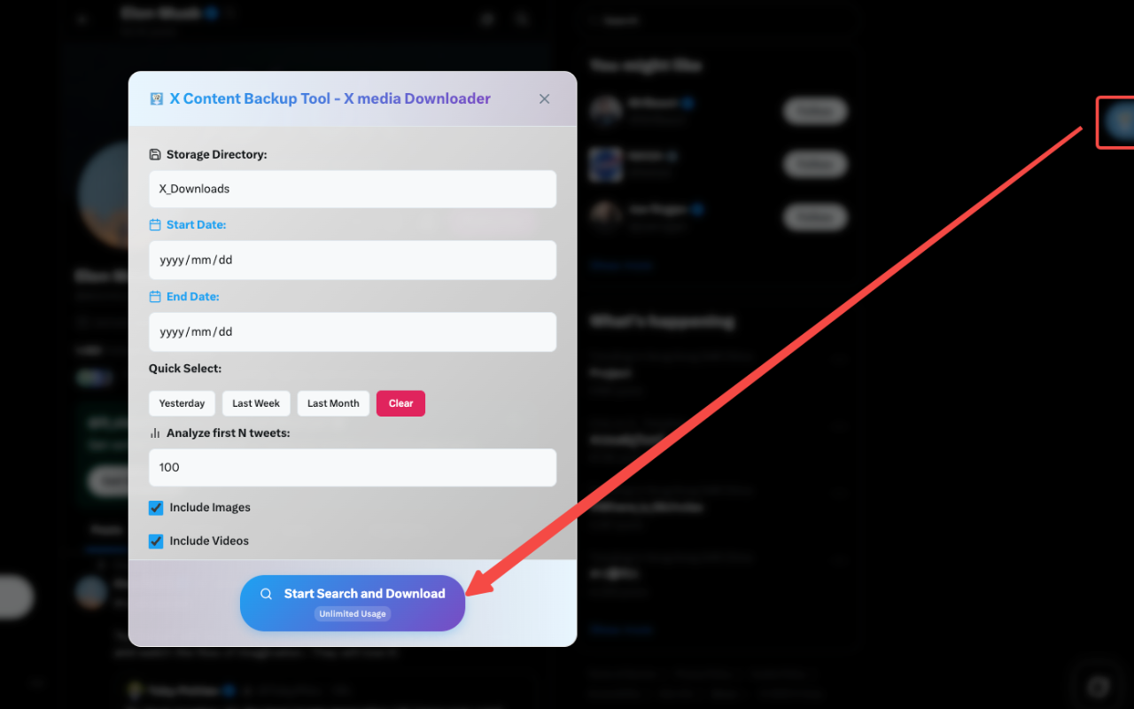 X Content Backup Tool - X/Twitter 媒体下载器 chrome谷歌浏览器插件_扩展第4张截图