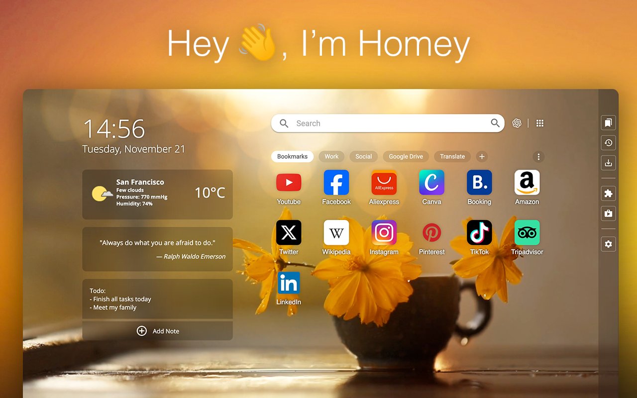 Homey: Productivity New Tab chrome谷歌浏览器插件_扩展第2张截图