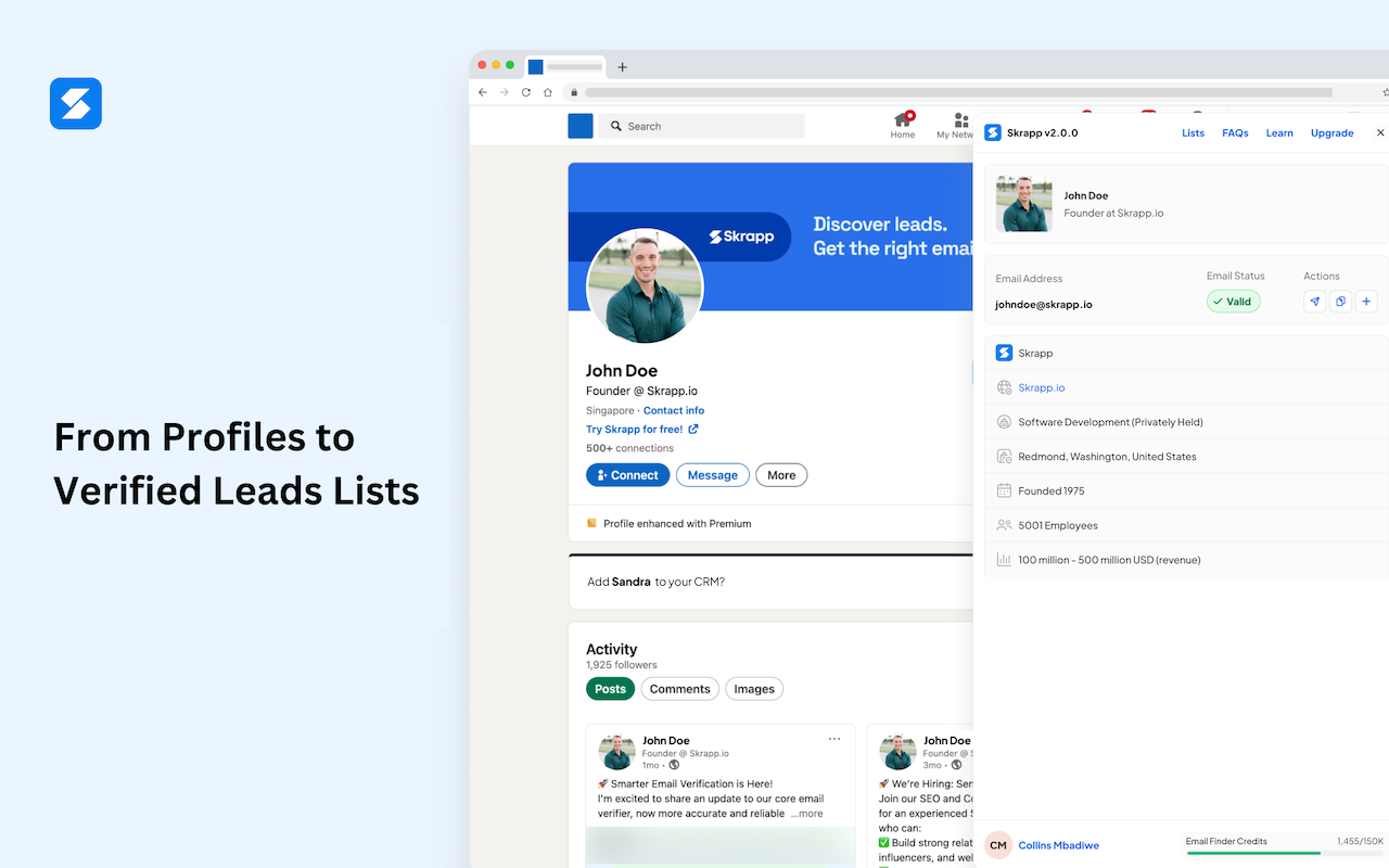 Skrapp.io - Email Finder chrome谷歌浏览器插件_扩展第2张截图