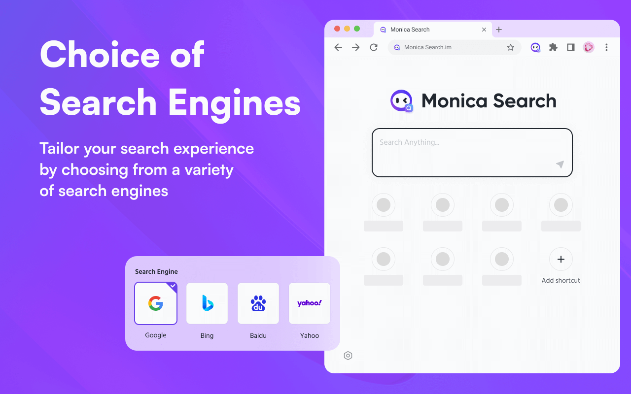 Monica 搜索 - AI搜索的新标签页 chrome谷歌浏览器插件_扩展第1张截图