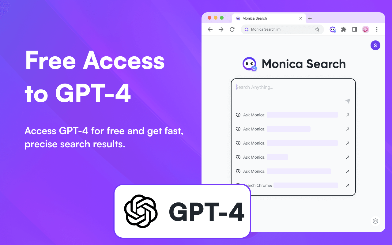 Monica 搜索 - AI搜索的新标签页 chrome谷歌浏览器插件_扩展第3张截图