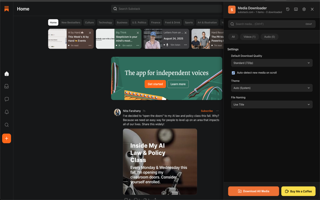 Substack Video & Audio Downloader chrome谷歌浏览器插件_扩展第1张截图