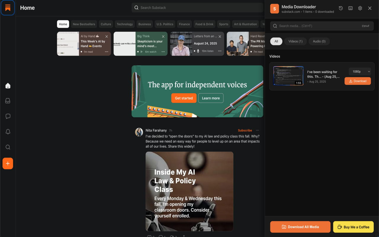 Substack Video & Audio Downloader chrome谷歌浏览器插件_扩展第2张截图