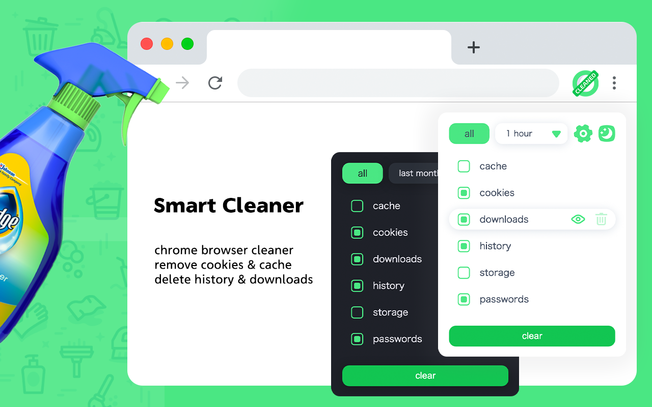 Cleaner - history & cache clean chrome谷歌浏览器插件_扩展第1张截图